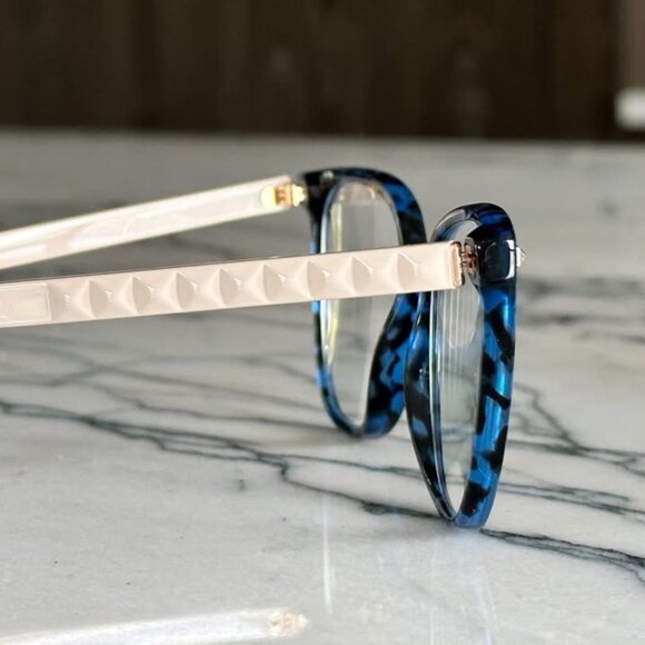 Valentino Eyeglasses - Womens - Blue Havana - Picture 3 of 6